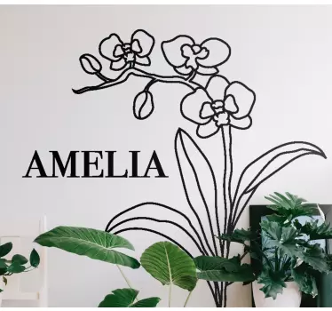 Frumoasa linie de orhidee cu decor de perete cu flori de ramură - TenStickers
