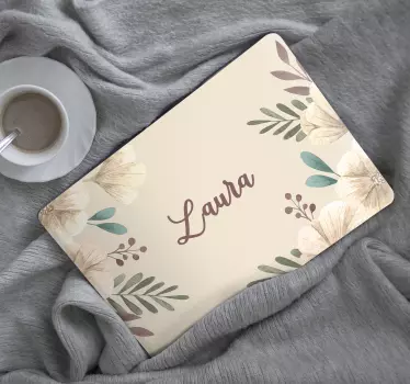 Frumoase flori înflorite cu autocolant nume laptop - TenStickers