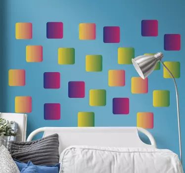 Geometrice curcubee pătrate vinil pătrat decal - TenStickers