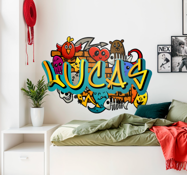 Graffiti color, cu nume personalizat, autocolant urban - TenStickers