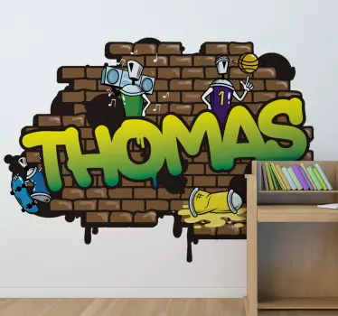 Graffiti nume cărămidă fundal decal urban - TenStickers