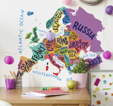 Harta europei pentru copii harta lumii harta autocolant - TenStickers