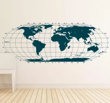 Hartă mondială orizontală decal decorativ - TenStickers