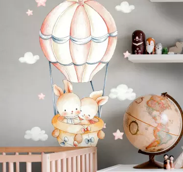Iepurași pastelate pe nori cu decor de pereți cu aeroboane - TenStickers
