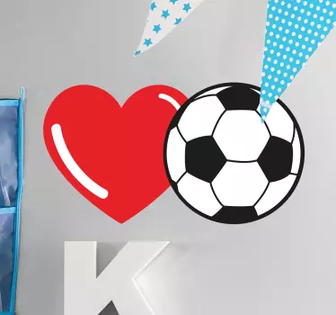 Inimă și minge fotbal autocolant de perete - TenStickers