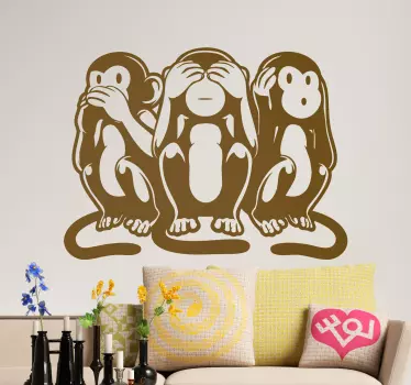 înțelepciune maimuțe living room perete decor - TenStickers