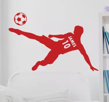 Jucător de fotbal cu nume și numbe autocolant de zid de fotbal - TenStickers