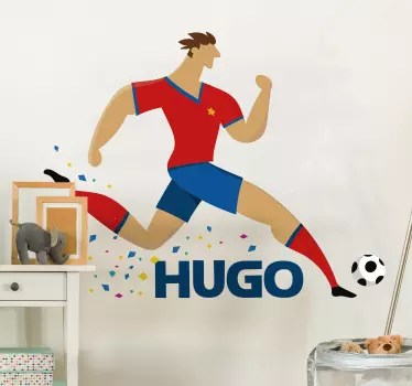 Jucător de fotbal pe perete cu nume - TenStickers