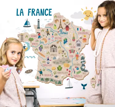Locuri din franța decal perete - TenStickers