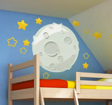 Lună de copii și stele decal - TenStickers