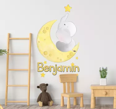 Luna și stelele cu nume de autocolant personalizabil - TenStickers