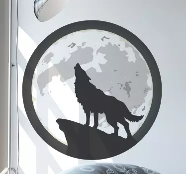 Lup în lună urlând autocolant cu animale sălbatice - TenStickers
