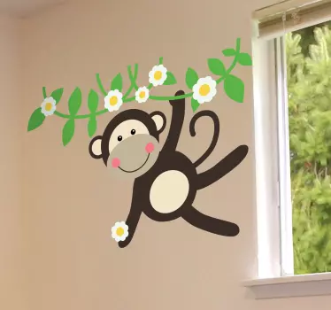 Maimuță swinging din flori autocolant - TenStickers