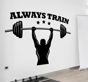 Mână de gimnastică cu gantere și decalaj de perete text - TenStickers