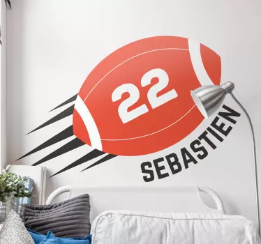 Mingea de rugby cu autocolant text rugby - TenStickers