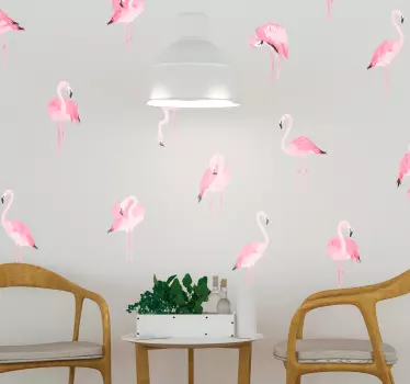 Roz autocolant pe perete de flamingo model - TenStickers