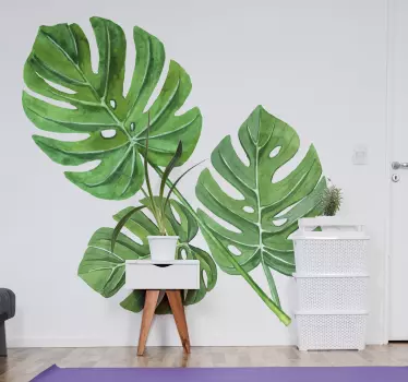 Monstera acuarela frunze plante perete autocolant - TenStickers