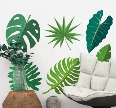 Monștri frunze și flori tropicale plante decor de perete - TenStickers