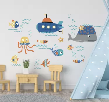 Motive marine decal perete pește - TenStickers