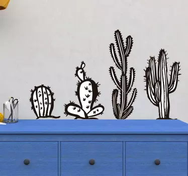 Negru cactusi acasa autocolant - TenStickers