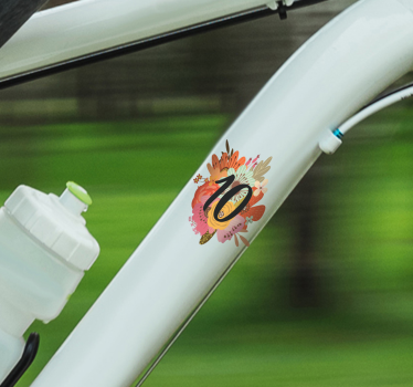Număr personalizabil și autocolant pentru biciclete cu flori - TenStickers