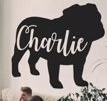 Nume personalizat autocolant britanic silueta bulldog - TenStickers