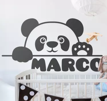 Nume personalizat bebeluș panda copii dormitor perete autocolant - TenStickers