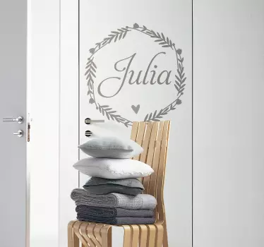 Numele pe o coroană rotunjită autocolant de sticlă - TenStickers