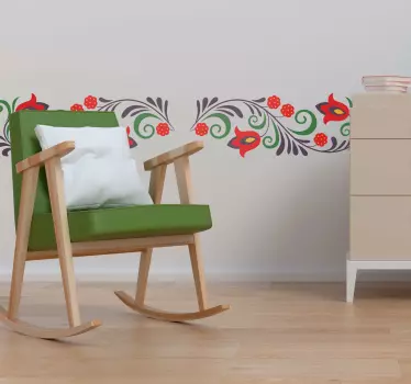 Ornamente populare decalcomanie florală de perete - TenStickers