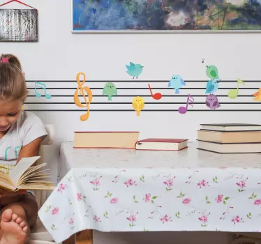 Pagina de muzică cu autocolant de perete pentru note - TenStickers