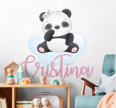Panda drăguț pentru fată cu numele de perete autocolant - TenStickers