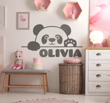 Panda pentru copii cu autocolant de perete cu numele bebelușului - TenStickers