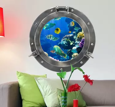 Personalizabil submarin porthole ocean perete autocolant - TenStickers