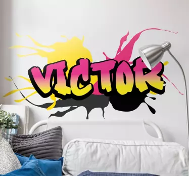 Personalizabile roz și galben graffiti decalcomanie urbană - TenStickers