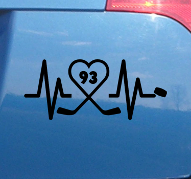 Personalizat hochei inima bate autocolant auto - TenStickers