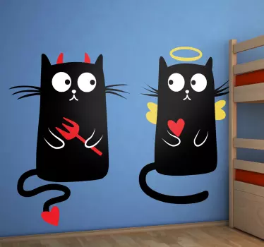 Pisica buna pisica rau de perete decal - TenStickers