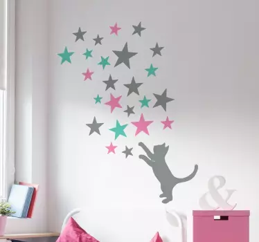 Pisica capturare stea autocolant - TenStickers