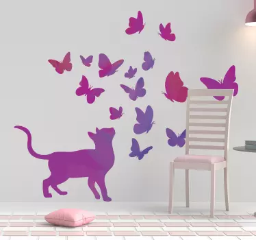 Pisica cu decaluri de fluturi - TenStickers