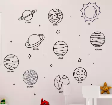 Planetele autocolantului spațial al sistemului solar - TenStickers