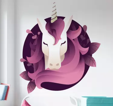 Portret unicorn dormitor copii decal - TenStickers