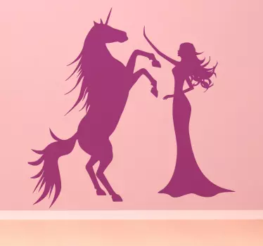 Printesa & unicorn autocolant de perete - TenStickers