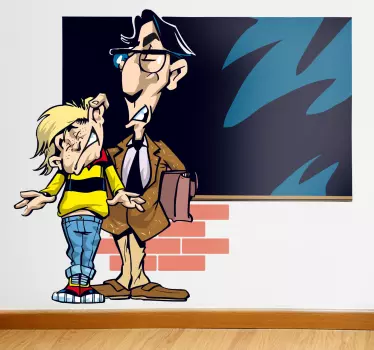 Profesor care trage copii autocolant de perete de desene animate - TenStickers