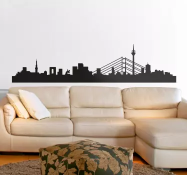 Profil oraș dusseldorf orizontala silueta decal - TenStickers