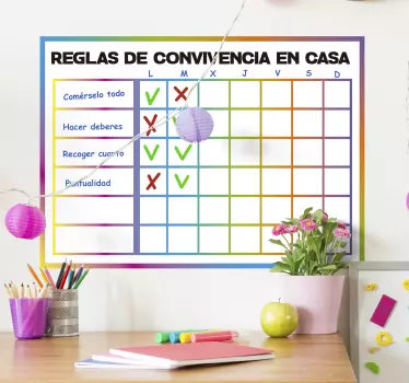 Reguli de casă pentru copii pe autocolant să scrie - TenStickers
