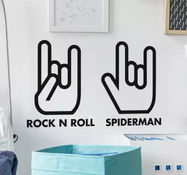 Rock n roll și spiderman mâna semn autocolante de perete - TenStickers