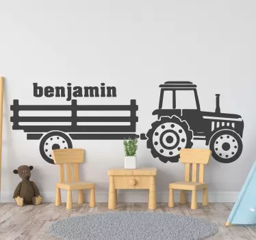 Silueta tractor nume personalizat jucărie autocolant - TenStickers