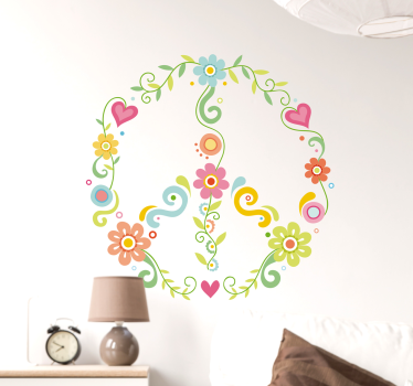 Simbol de pace floral decal de perete floral - TenStickers