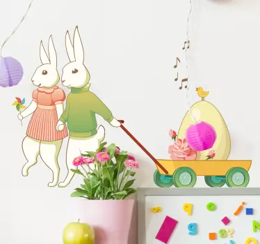 Sticker de perete cuplu iepuras - TenStickers