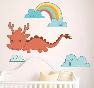 Sticker de perete dragon dragon curcubeu - TenStickers