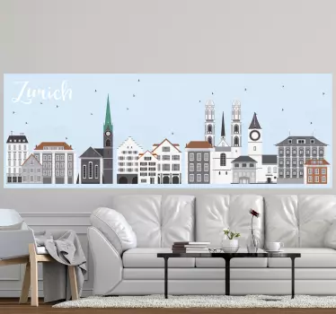 Stickere locuri ilustrație peisaj zurich - TenStickers